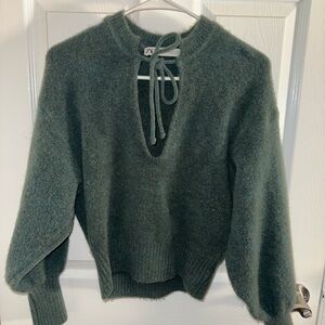 Zara Teal V-Neck Women's Sweater